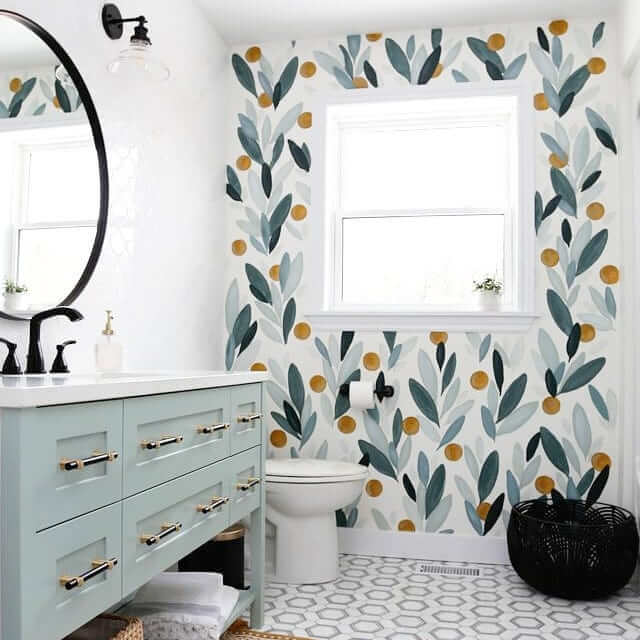 One Side Pattern Bathroom Wallpaper