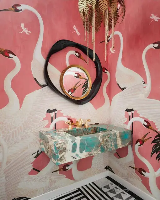 Pink Flamingos Bathroom Wallpaper