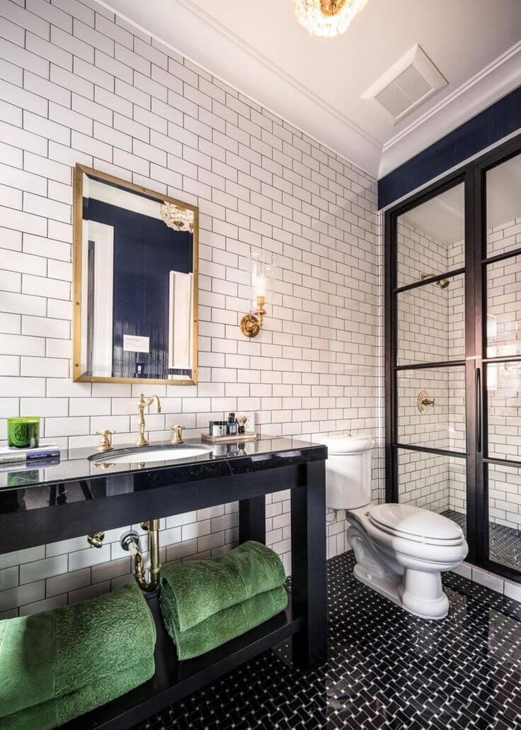 White Brick Tiles - Industrial Bathroom