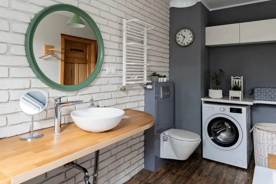 Grey and White Combination Industrial Bathroom