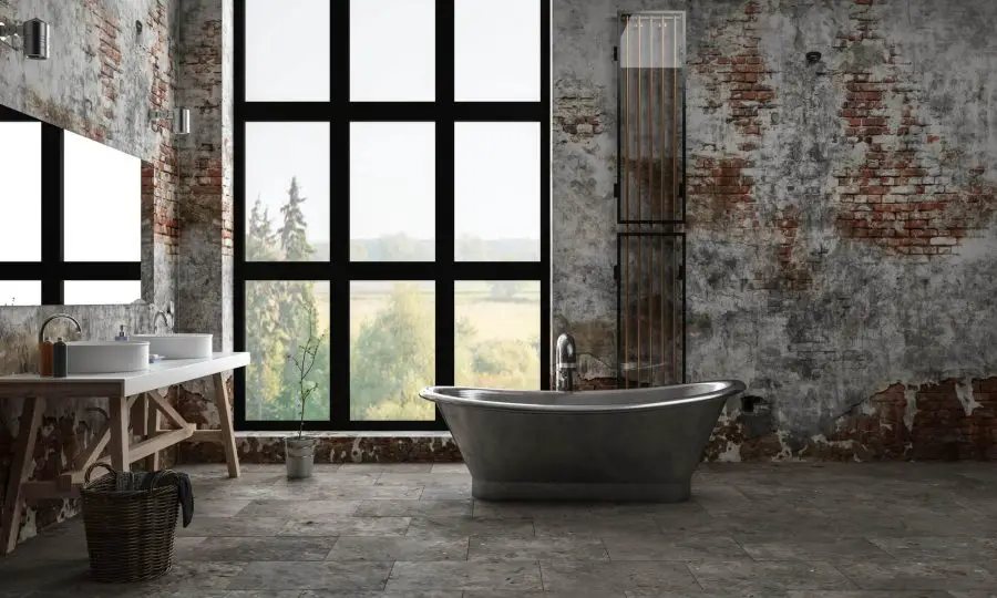 Elegant Washed Brick Wall - Industrial Bathroom Decor