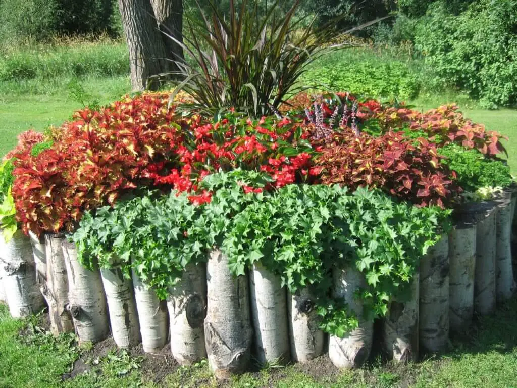 Round Logs Flower Bed