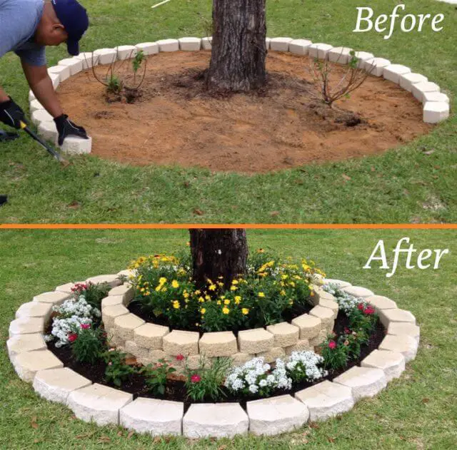 Rounding Tree Flower Bed