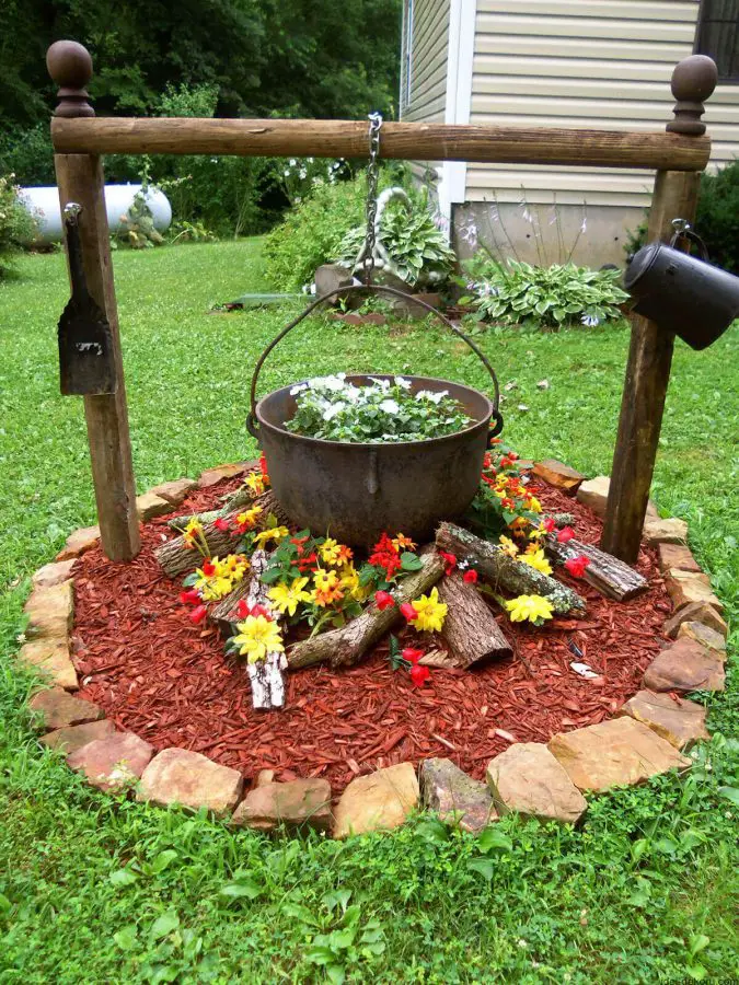 Antique Campfire Flower Bed Ideas