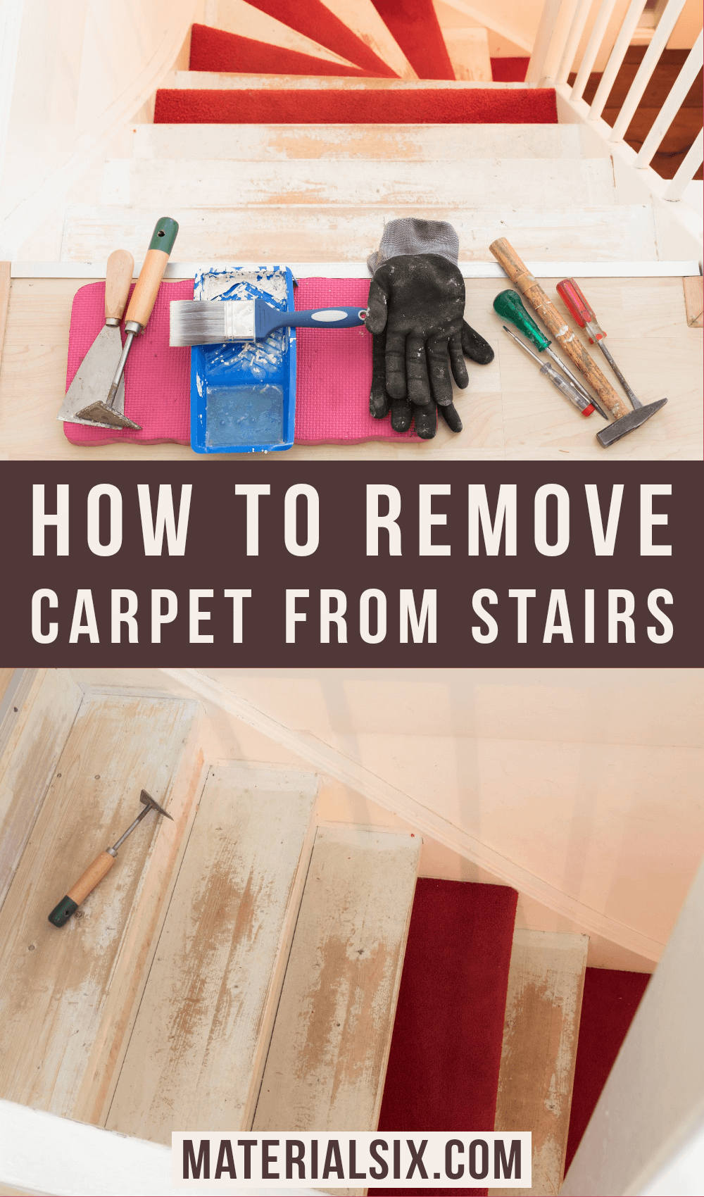 how to remove carpet form stairs