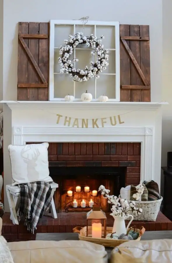 farmhouse mantel decor ideas happy thanksgiving