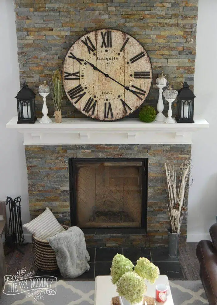 Farmhouse Mantel Decor with Clock