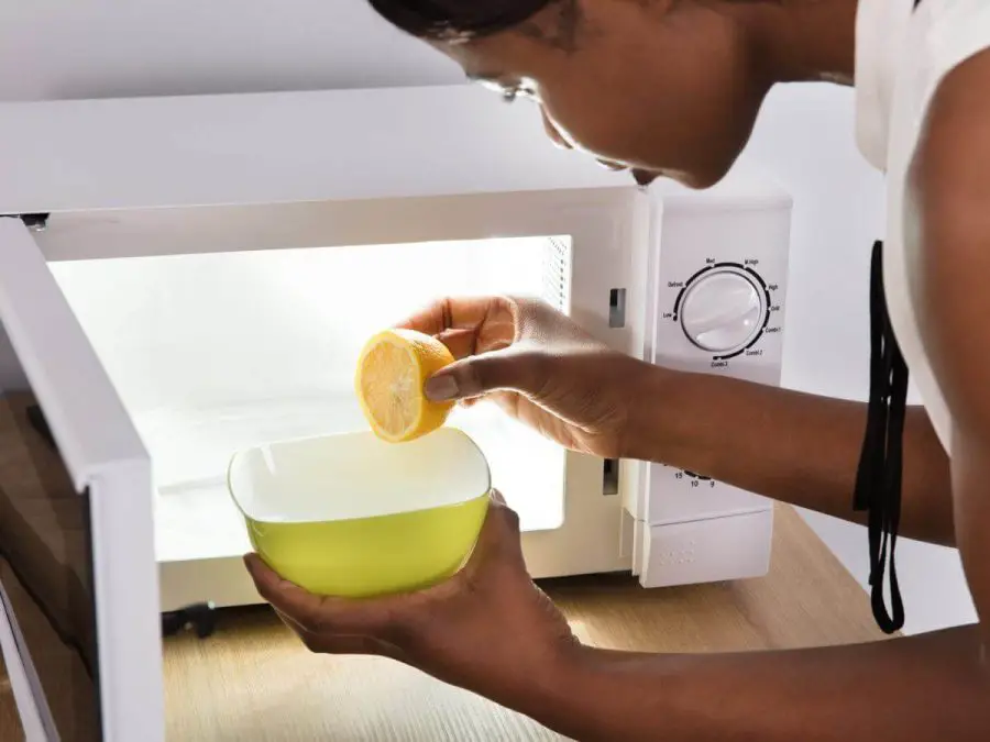 clean microwave with orange