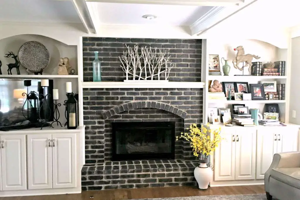 Contrasting Look Brick Fireplace