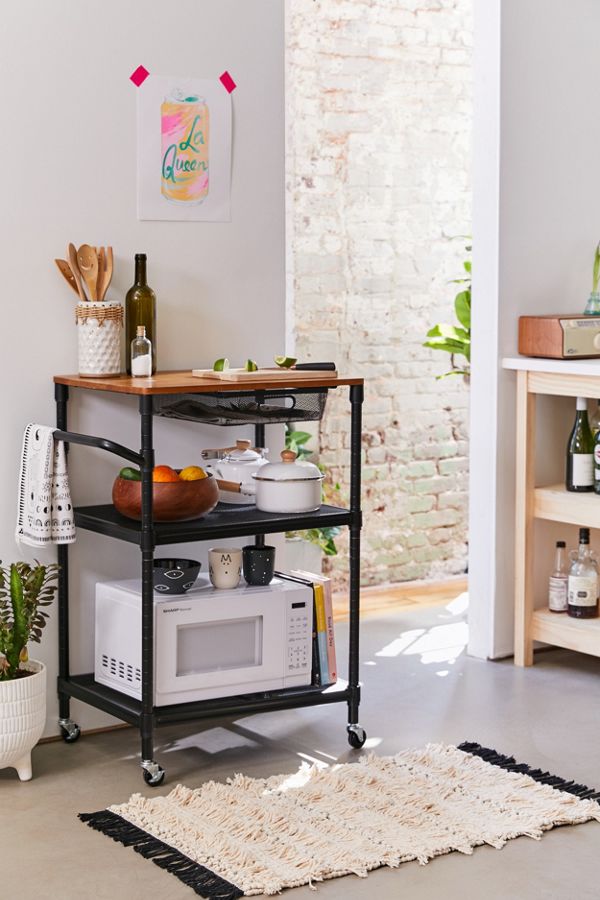 Rolling Kitchen Cart - How to Organize a Small Kitchen Without a Pantry