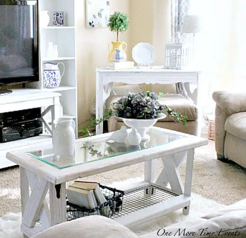 2x4 Coffee Table with Glass Top