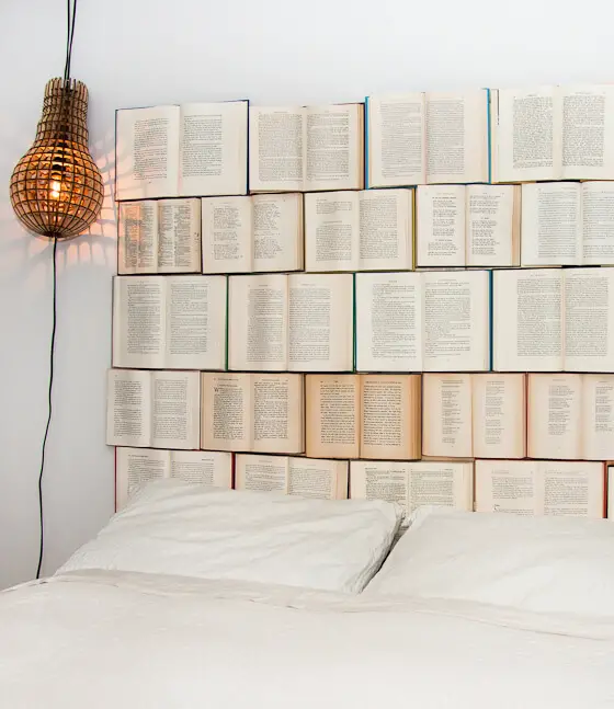 Unique Book Stacking Headboard