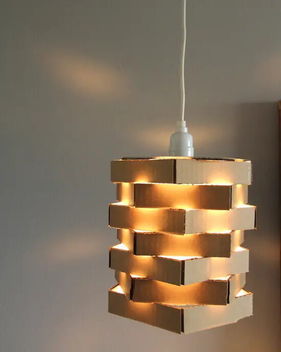 Cardboard Pendant Light - cardboard box ideas