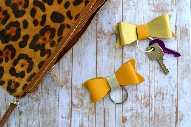 DIY Faux Leather Bow Keychains - Easy to make