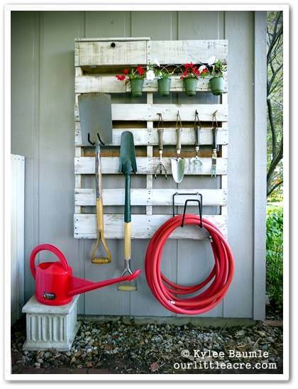 DIY Pallet Garden Tool Organizer