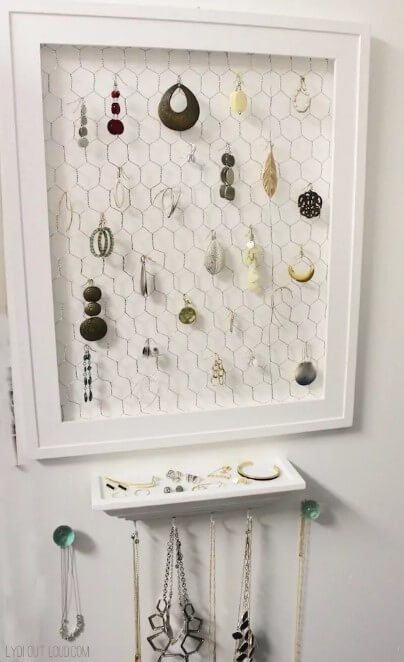 DIY jewelry organizer lydioutloud
