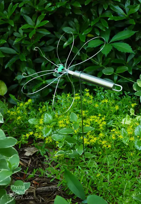 Garden Art Ideas - Dragonfly Garden Decor using a Wire Whisk Skewer