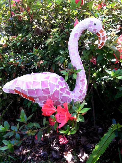 Flamingo Mosaic Garden Art