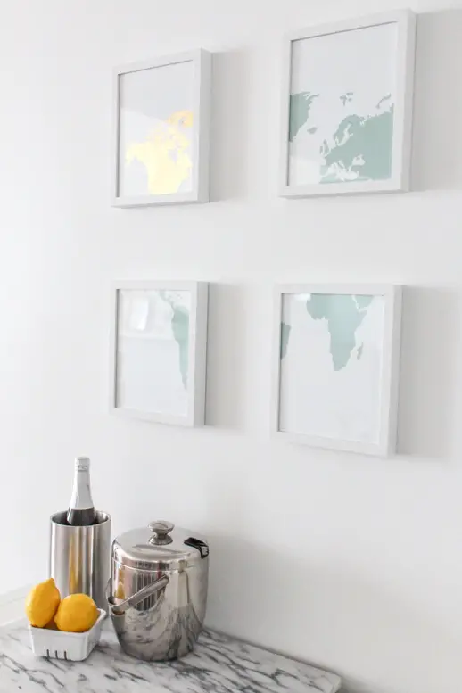 Gold Leaf Map Art - DIY Wall Art Ideas