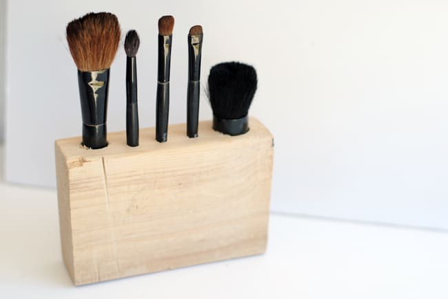 Makeup Brush Holder from Scrap Wood