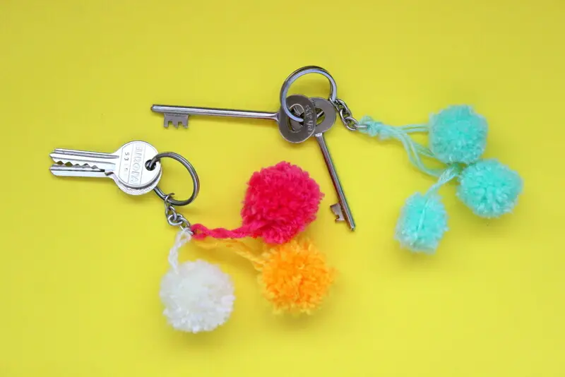 DIY Keychain Ideas - Pom-pom Keychains