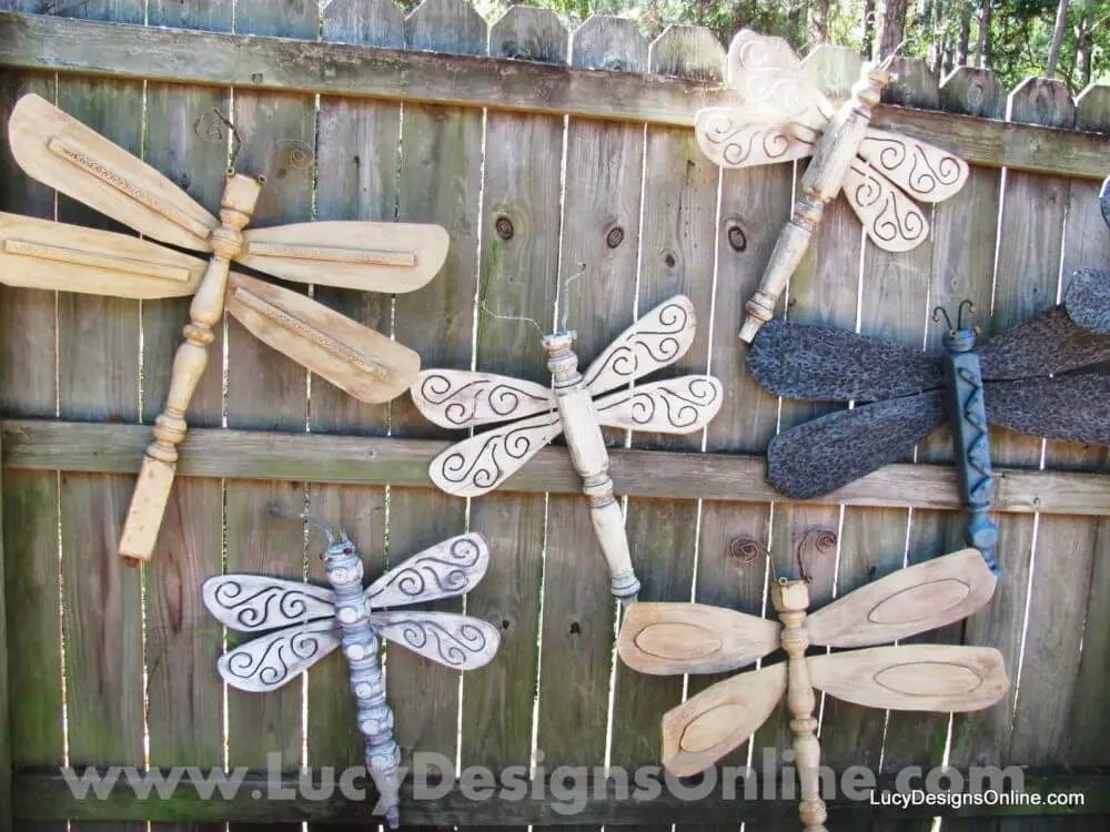 Table Leg Dragonflies - Garden Art Ideas