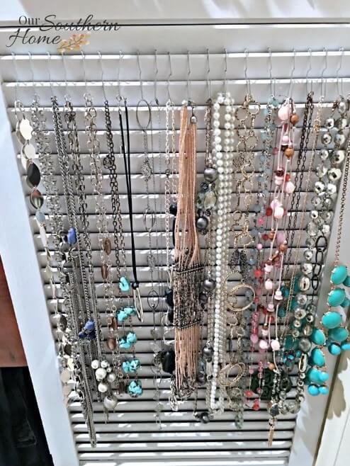 Thrifted shutter jewelry organizer