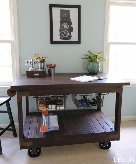 Vintage Industrial Cart Inspired Craft Table