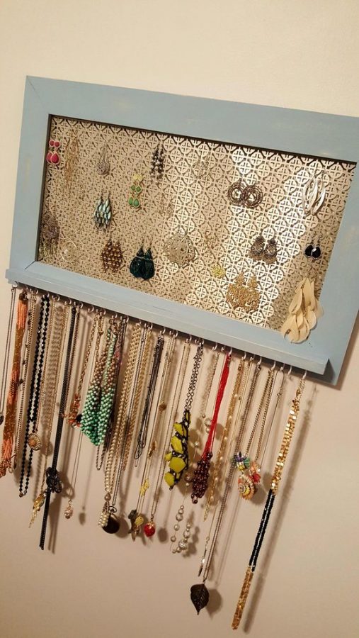 DIY framed jewelry organizer