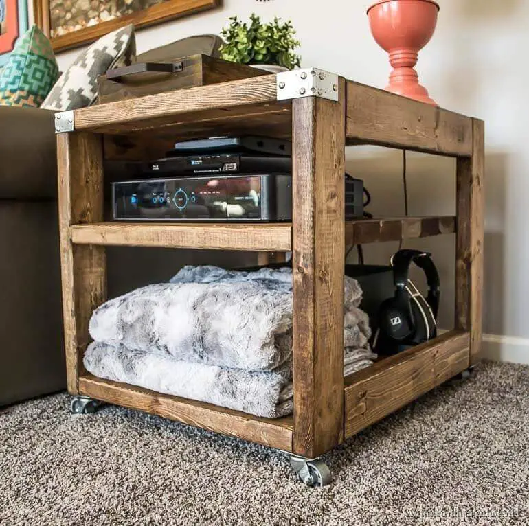 farmhouse industrial end table cart