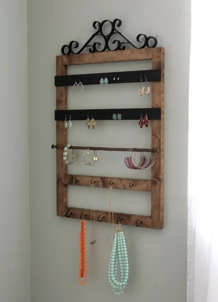 pottery barn inspired DIY jewelry organizer