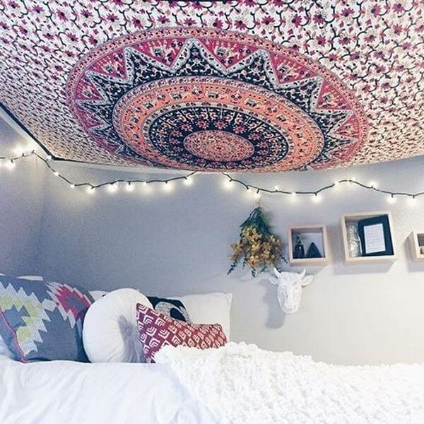 how to hang a tapestry from the ceiling
