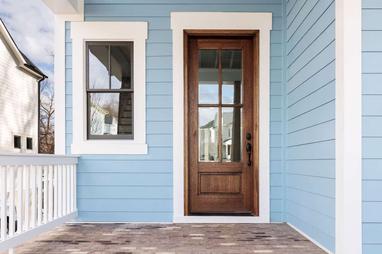 13 Best Front Door Paint Colors for A Blue House - MaterialSix.com