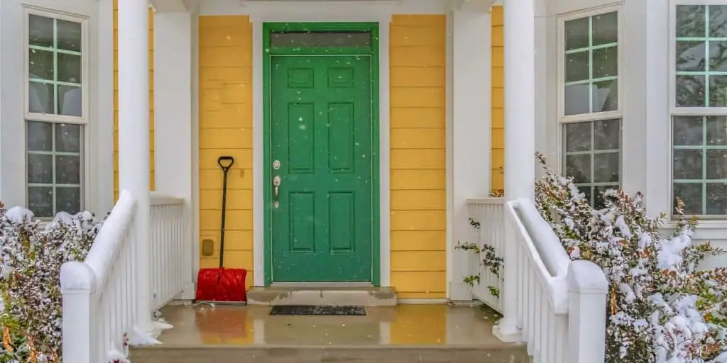 Yellow-Green Entrance - Front door color for yellow house