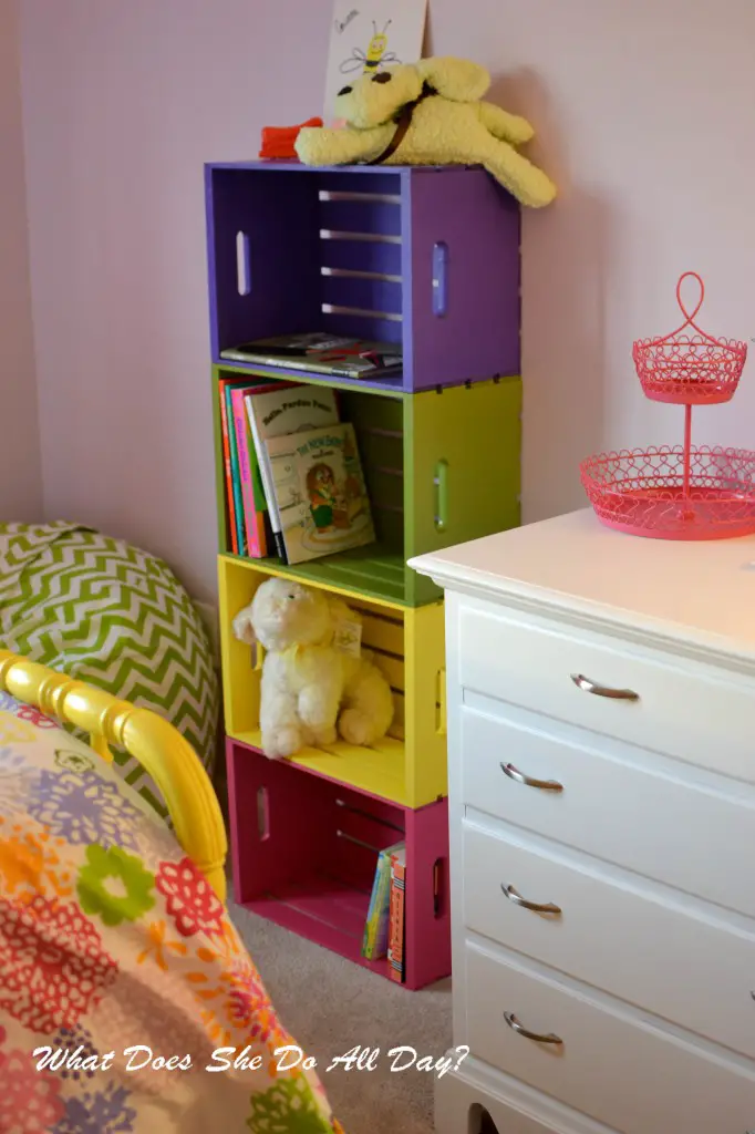 Simple Wood Crate Colorful Bookcase 