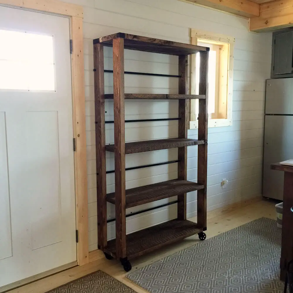 Large Rolling Shelves - reclaimed wood shelf diy - reclaimed wood projects