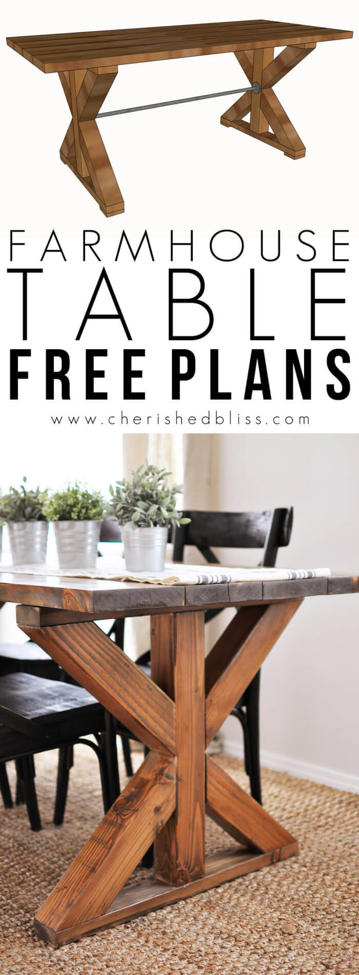 Large Dining Table - X-Farmhouse-Table-Free-Plans