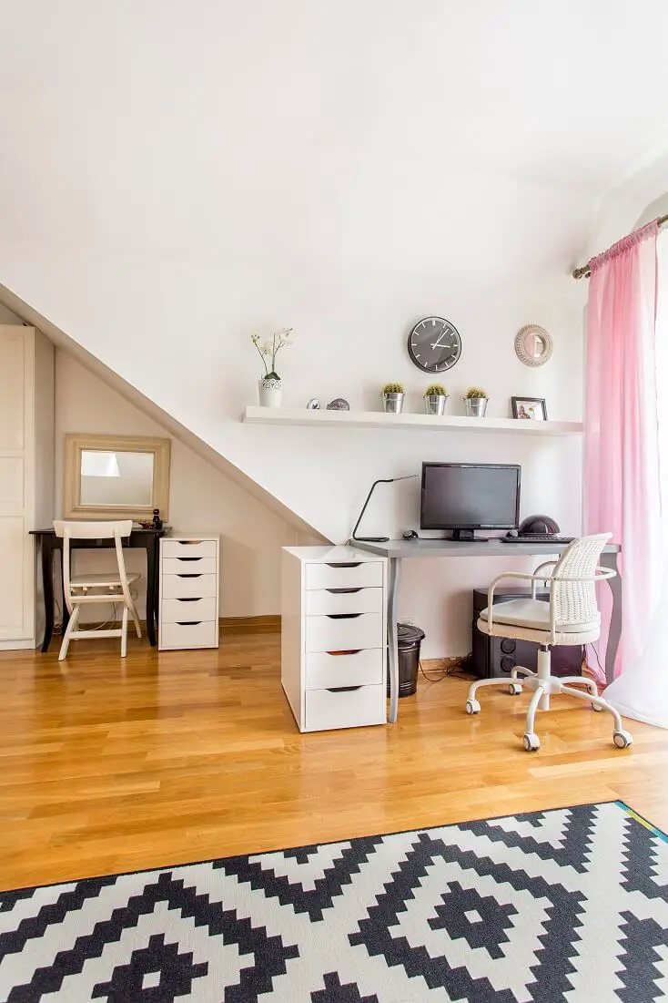 Feminine Home Office in Bedroom