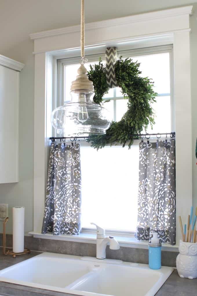  Flower Patterned Gray Mini Curtain
