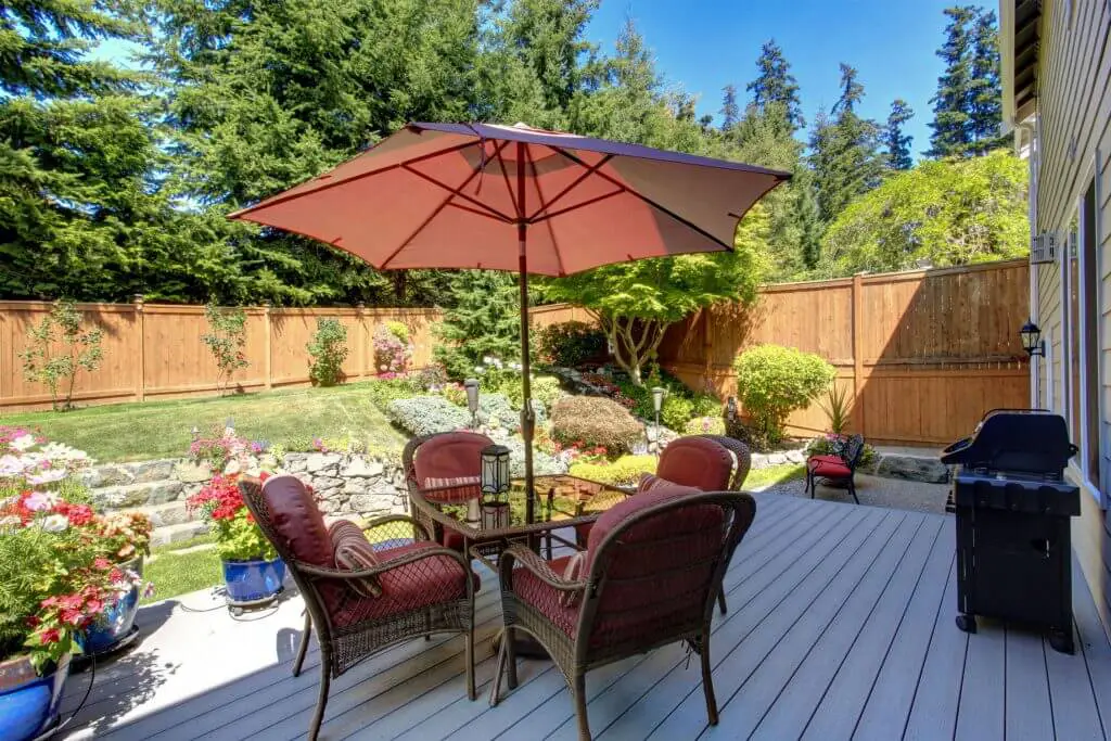 Backyard Patio Beside Flower Garden