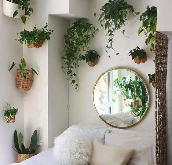 Hanging Planters with Wicker Baskets - aesthetic room