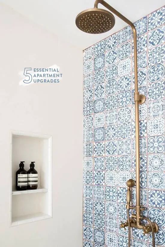  Mix Patterns Blue Shower Tile