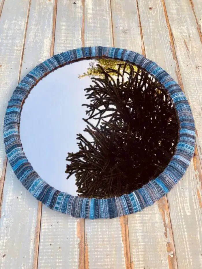 Upcycled Denim Scraps to Mirror Frame