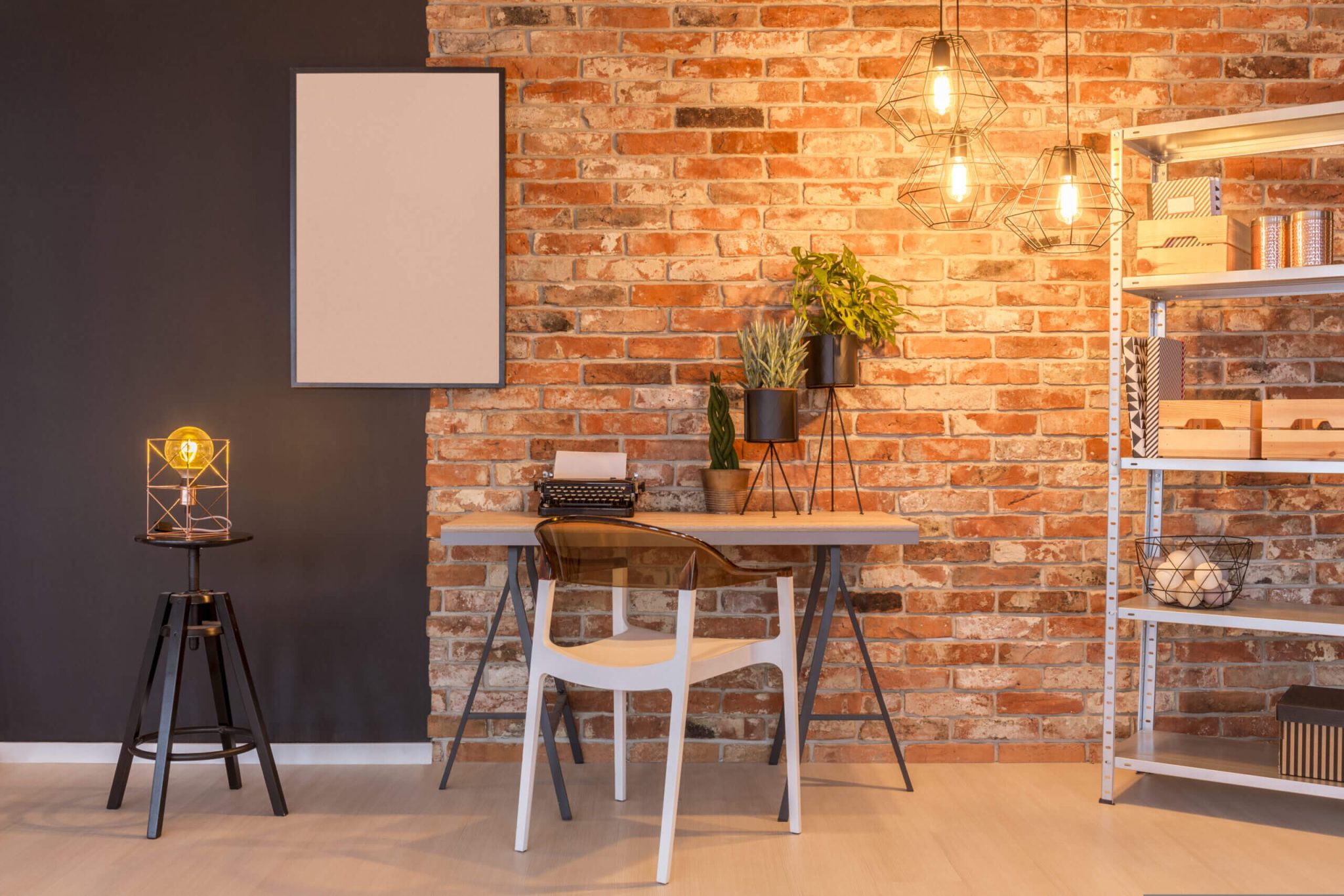 Working Station with Brick Wall