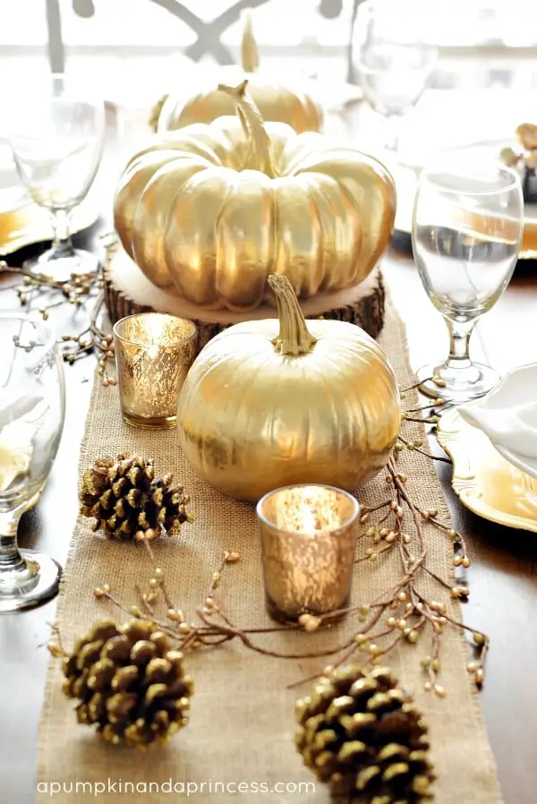 Golden pumpkins - Fall-Thanksgiving-Tablescape