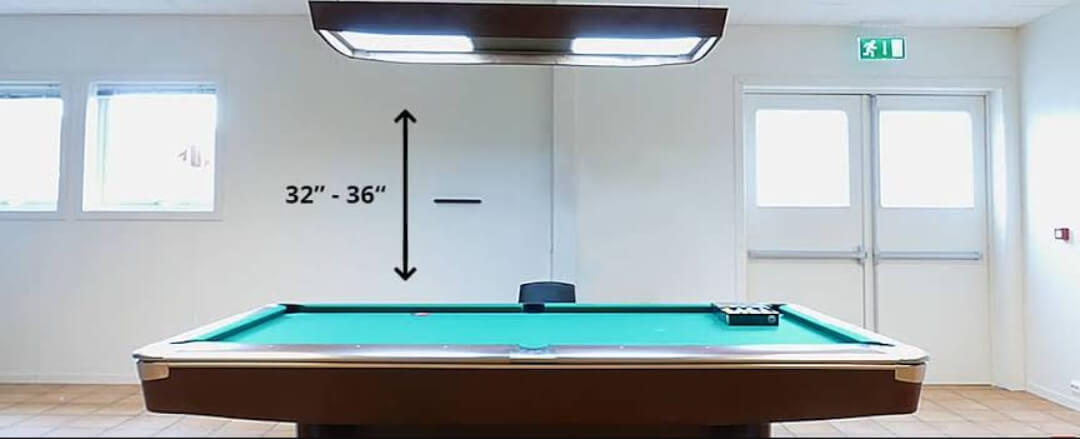 the height between a pool table and lights 