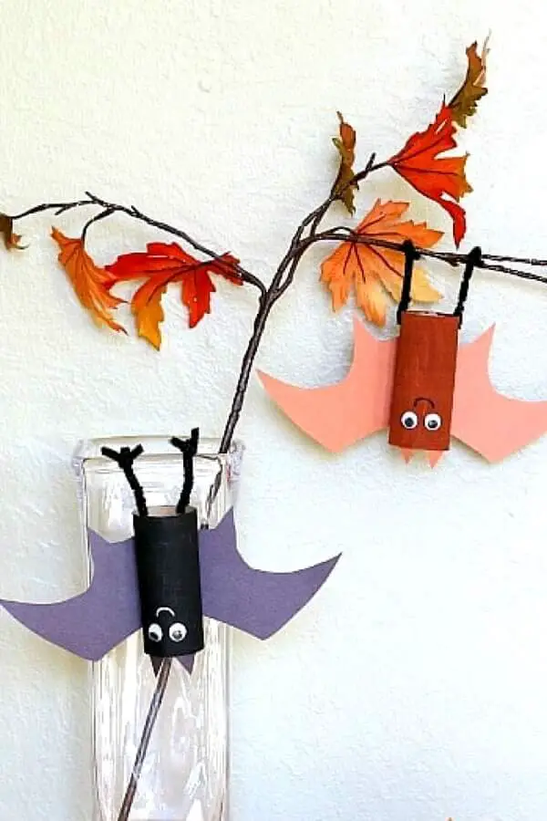 Upside Down Bats Toilet Paper Tube Craft