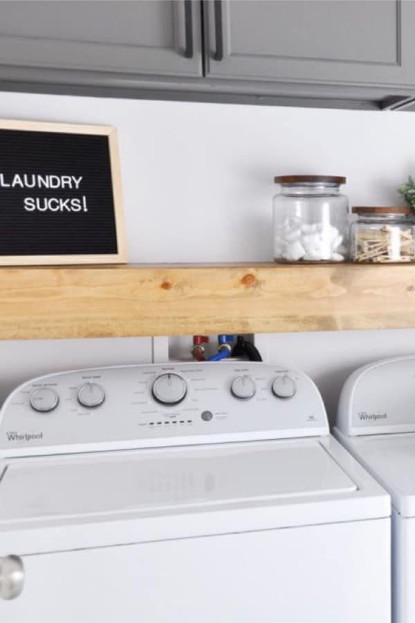 DIY Faux Floating Shelf laundry room floating shelf