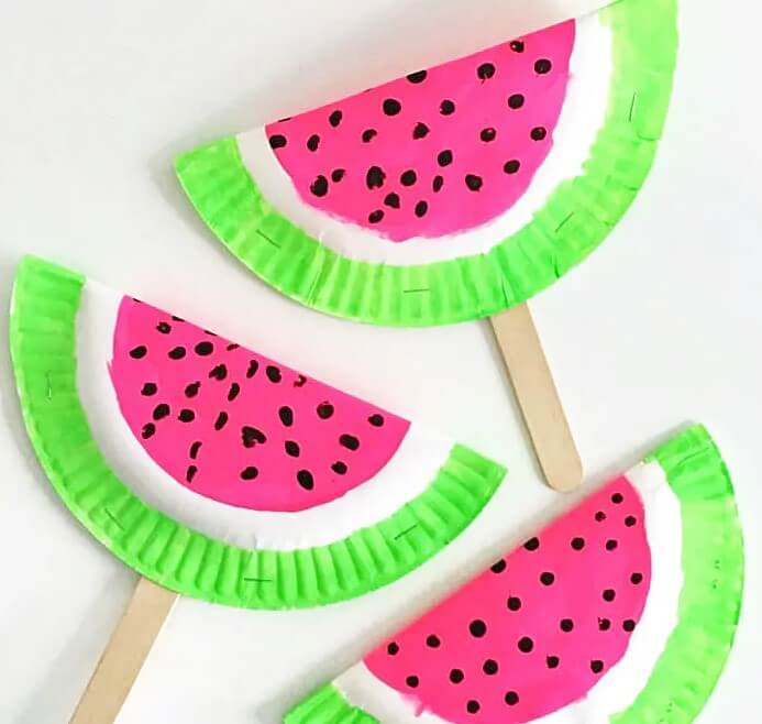 Paper Fan Watermelon Craft