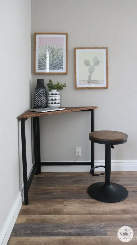 DIY Metal Wood Corner Desk 9